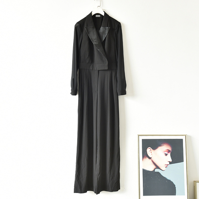 西装领拼接面料优雅气质款连衣裤时尚女士连体裤 霞60592 G3-4