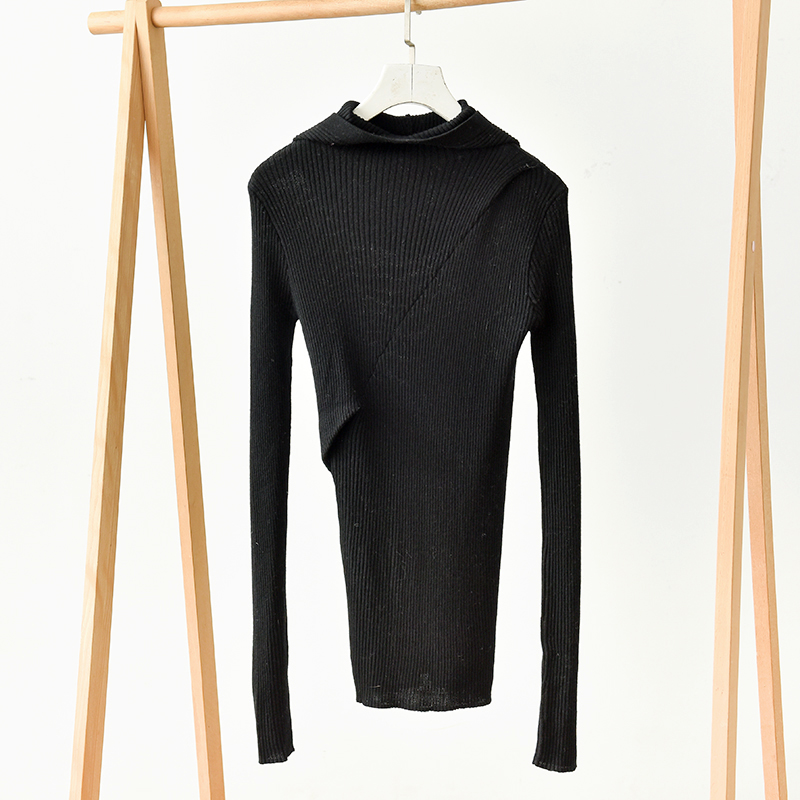 黑色高领羊毛针织衫女修身显瘦百搭打底衫毛衣上衣  莉2655 E1-3