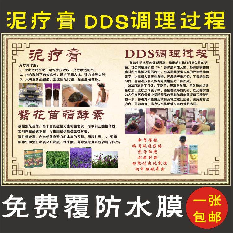 包邮泥疗膏作用生物渗析电DDS酸碱平调理过程挂图海报宣传画展板