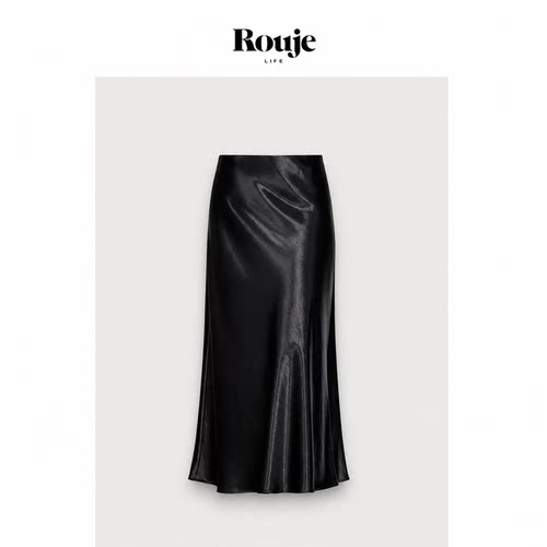 【现货】Rouje Life垂顺丝滑感光泽缎面显瘦斜裁A字包臀鱼尾裙女