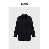 现货 法式 Rouje 女装 气质外套 Life翻领单排扣流苏口袋针织开衫