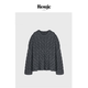 Rouje 现货 Life灰色宽松软糯麻花设计感保暖羊毛混纺毛衣上衣