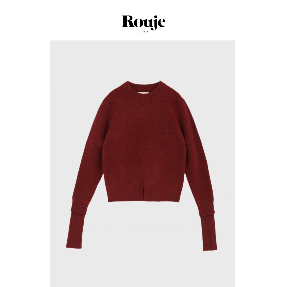 【现货】Rouje Life松本惠奈毛衣超长叠袖下摆开叉保暖羊毛针织衫