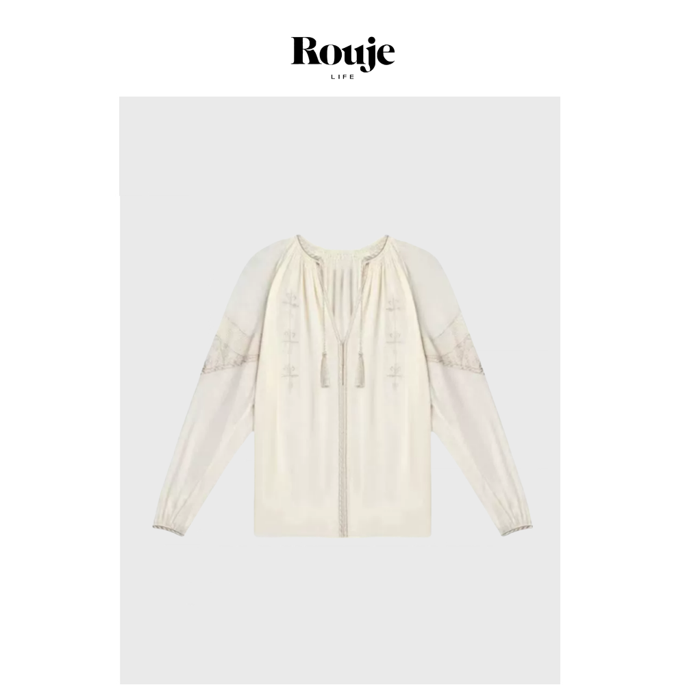 【现货】Rouje Life主线款刺绣衬衫25春季民族风流苏系带上衣