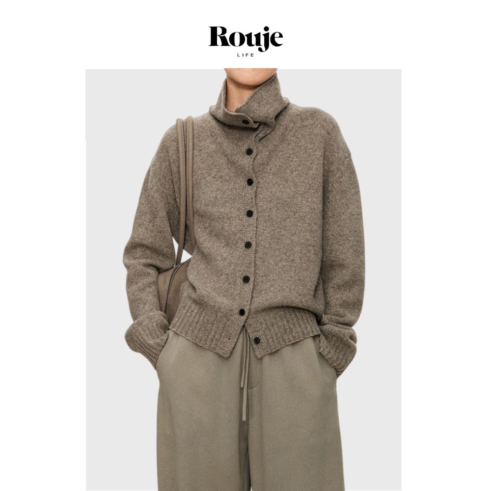 【现货】Rouje Life重磅绵羊毛 随性多穿纽扣沙漏领倒T毛衣开衫