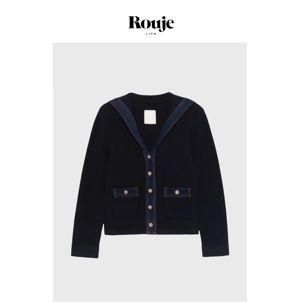 【现货】Rouje Life 法S！水手领开衫春季百搭经典翻领针织外套