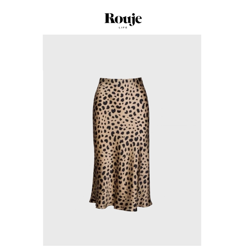 【现货】Rouje Life半身裙 小众豹纹醋酸缎面小个子高腰丝滑短裙