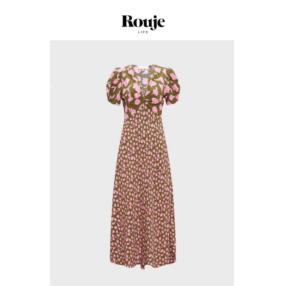 【现货】Rouje Life玫瑰的故事巴黎长裙经典裹身裙人丝高腰连衣裙
