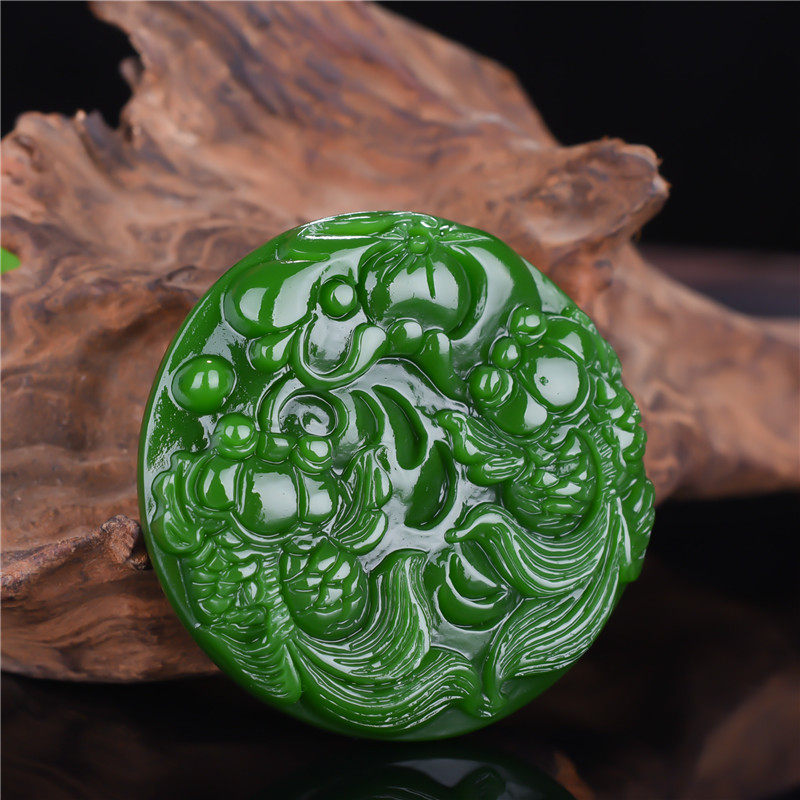 和田玉碧玉金鱼吊坠连年有鱼玉牌子金玉满堂挂件玉项链男女款包邮