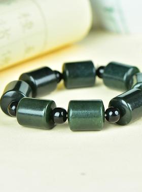 黑羊脂玉新疆和田玉青玉墨玉手链