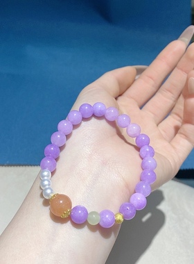 天然金丝玉手链女小众蜜蜡转运珠