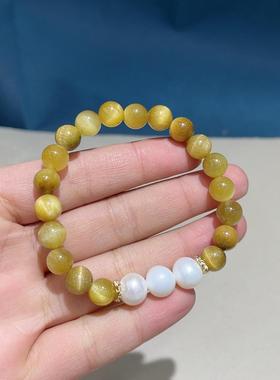 鸡油黄虎眼石渐变圈手链妈妈配饰