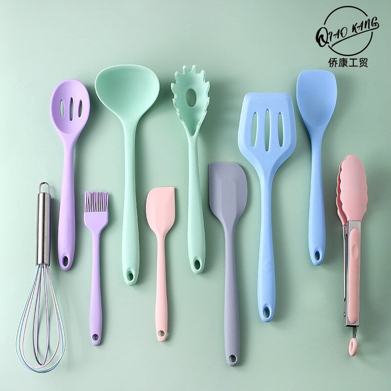 硅胶厨具10件套锅铲硅胶铲子不粘锅不伤锅炒菜铲子汤勺套装组