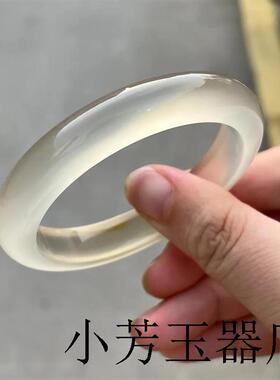 马达加斯加原色玛瑙手镯女白冰种香槟色玉髓镯子荔枝冻玉手镯女款