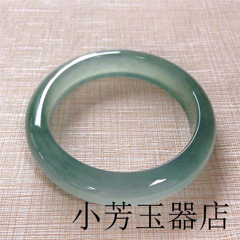 缅甸老坑蓝色油青飘花翡翠色玉手镯女生手镯料正圈贵妃冰种糯种处
