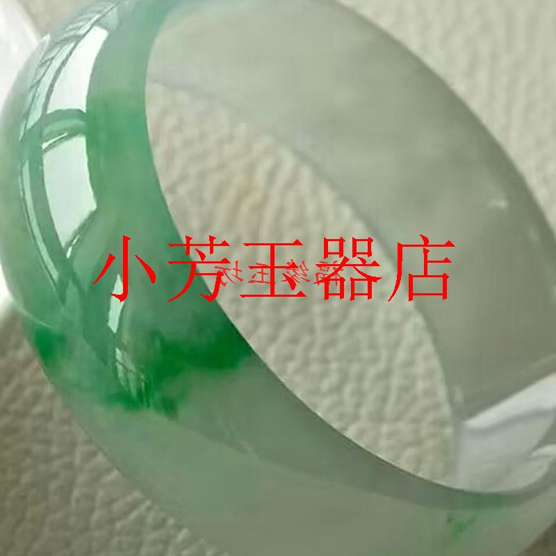 高端冰糯种翡翠色手镯苹果绿飘花玉镯椭圆形贵妃手镯清新小众感女