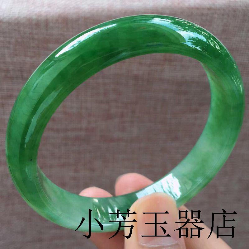 精选阳绿翡翠色手镯冰种帝王绿缅甸老坑高级感处理满绿贵妃镯送礼