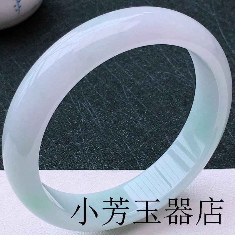 翡翠色玉手镯冰糯种阳绿糯种浅绿正圈玉镯原石圆镯子玉石少女饰品