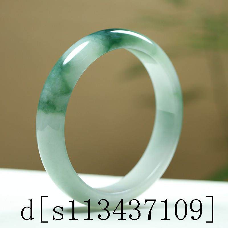 翡翠色玉手镯冰糯种飘花阳绿豆种浅绿色水润平安贵妃镯新中式女款