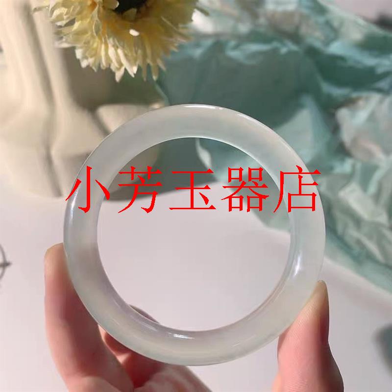 白月光玛瑙玉手镯女款蚕丝圆条冰种少女感古风贵妃玉髓镯子新中式