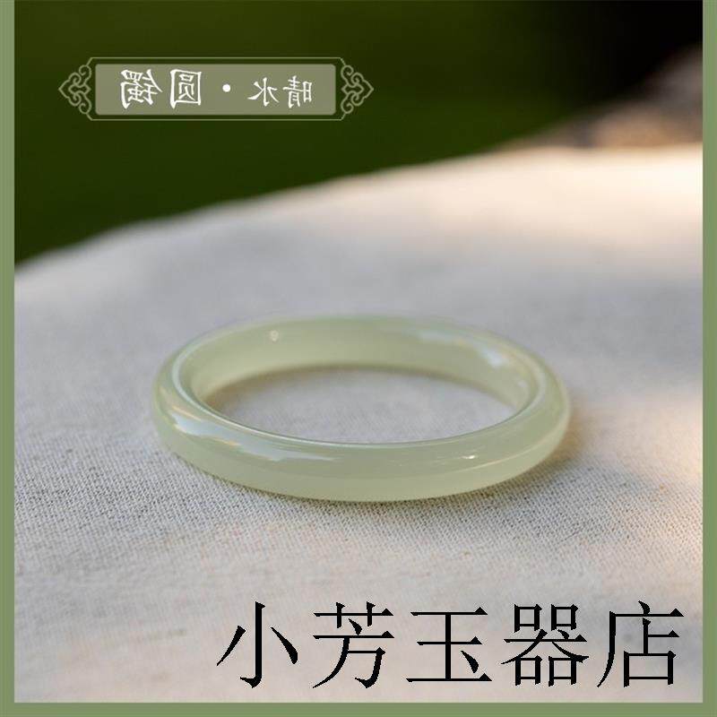 冰种蚕丝玉圆条美人镯货蚕丝玉手镯猫眼玉镯阿富汗玉冰种玉镯子