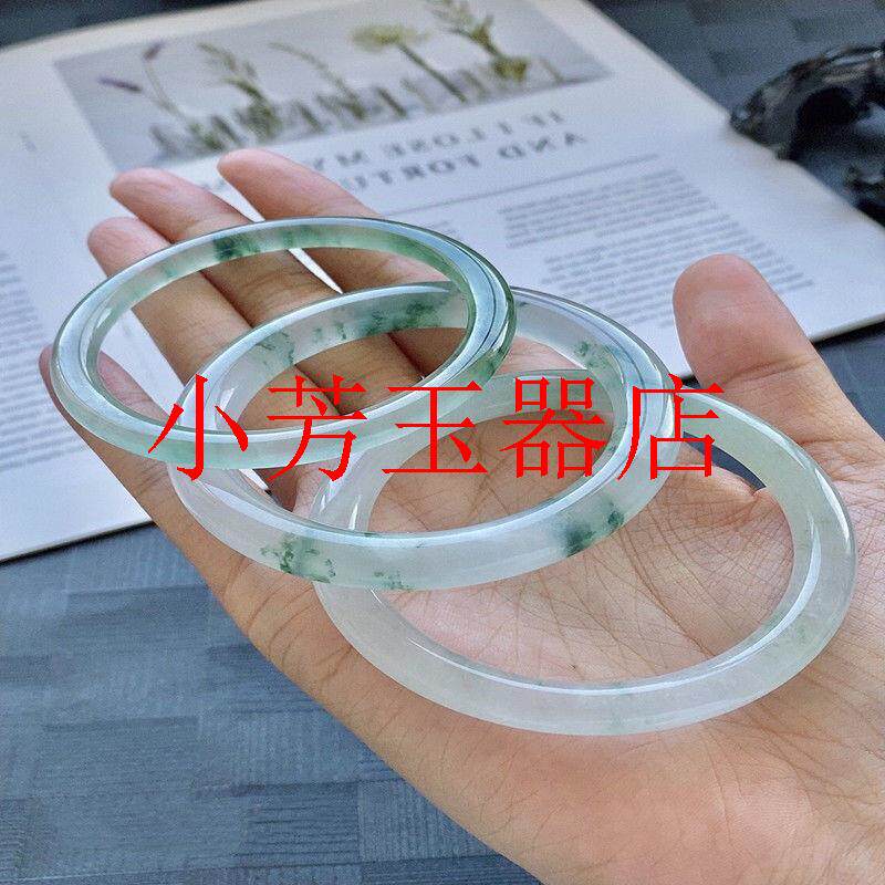 缅甸老坑种翡翠色手镯少女细圆条高冰种叮当镯晴水贵妃危料玉手镯