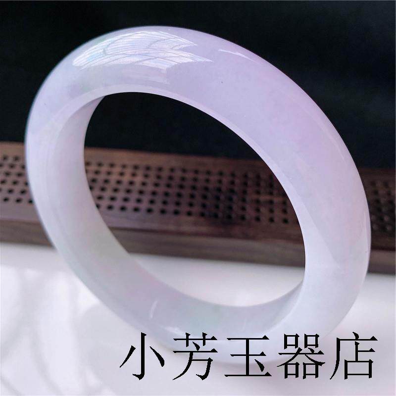 冰糯种飘花贵妃玉镯子春彩圆条玉