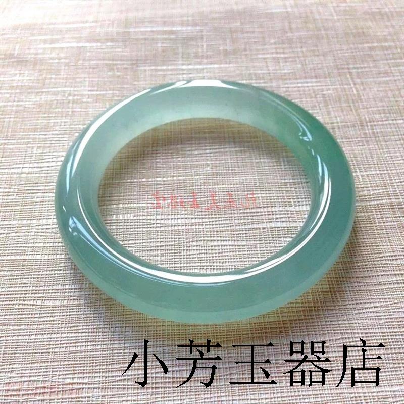 高端缅甸冰种翡翠色手镯圆条吊坠老坑货飘阳绿花玉手镯油青玉镯子