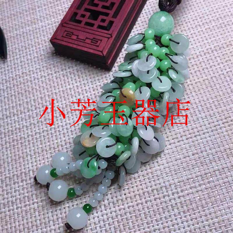 精品黄翡翠色冰种玉石阳绿福禄寿多彩红红火火精品车饰挂件吊饰品