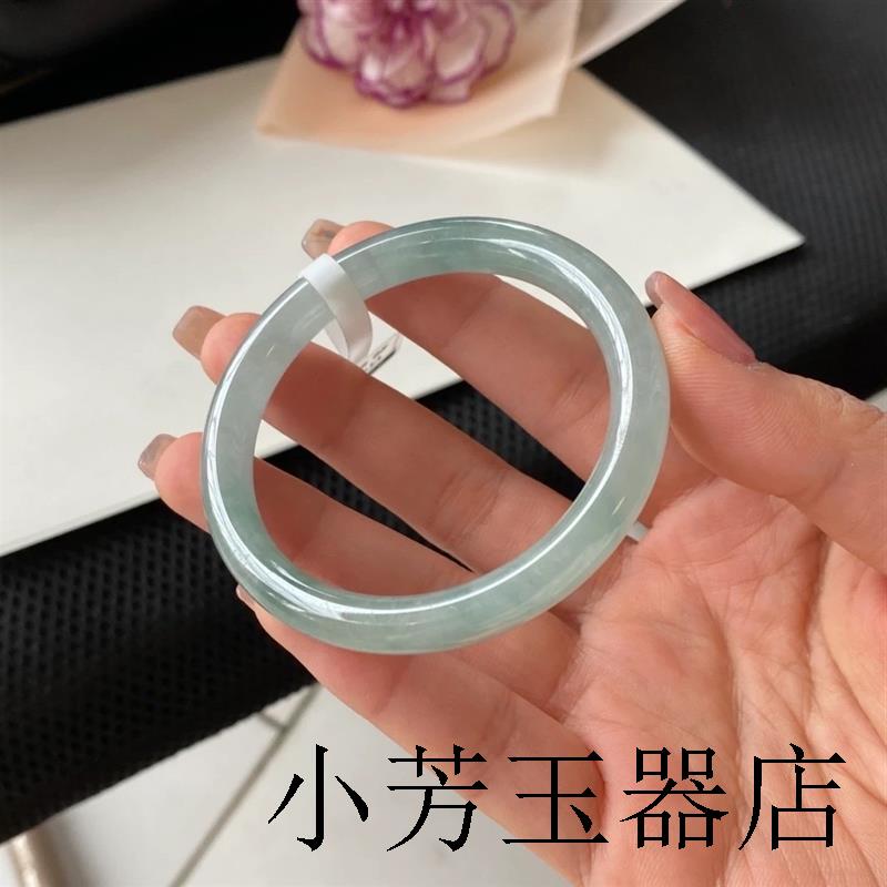 缅甸高端翡翠色手镯货浅绿色翡翠精选细圆条美人条手镯叮当镯送礼