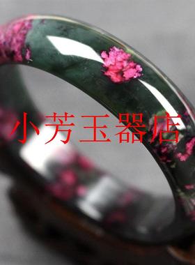 高精选岫玉手镯玉桃花梅花玉镯玉石款女子加宽镯子加厚版玉器送礼