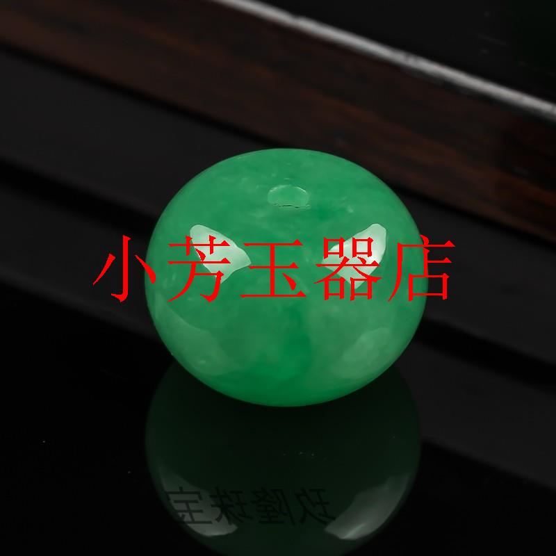 缅甸翡翠色绿珠子冰种阳绿路路通吊坠转运珠满绿桶珠锁骨链男女款