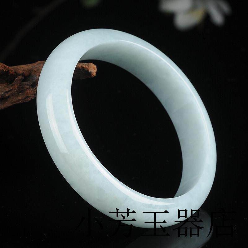 缅甸精选翡翠色旺夫玉石手镯玉石糯冰种玉镯子女款扁条手镯送人礼