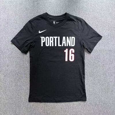 Nike耐克波特兰开拓者队NBA杨瀚森男子T恤夏秋棉质经典IV0566-015