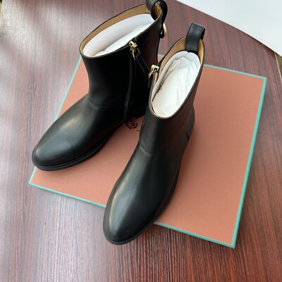 LP ～2025秋冬新款真皮女靴子时尚百搭短筒马丁靴