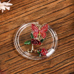 珐琅彩水杯盖子玻璃盖子花茶杯玻璃盖早餐牛奶杯盖茶杯盖马克杯盖