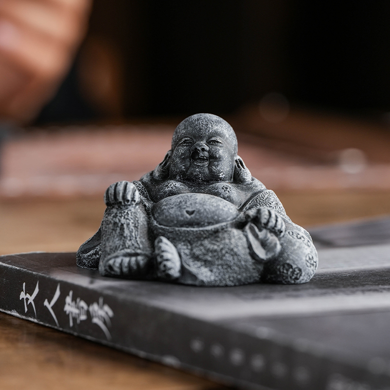 复古青砂石如来小摆件石茶宠鱼缸造景装饰客厅酒柜电视柜伴手礼品