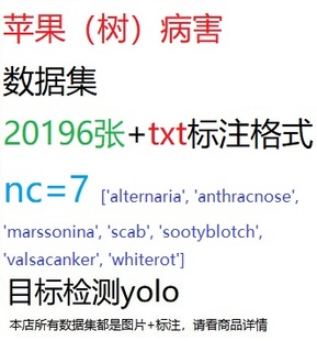 nc7 病害yolo数据集20196张txt格式 目标检测数据集YOLO苹果 树