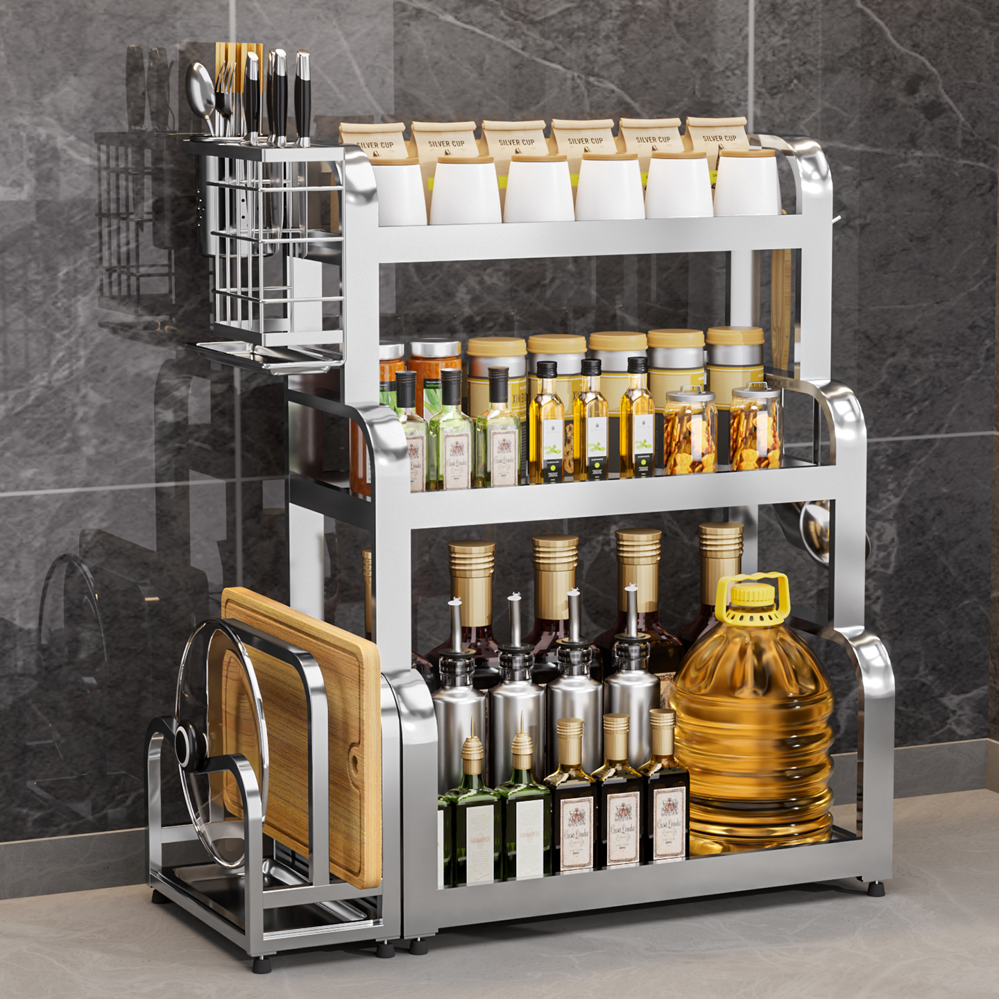 304不锈钢厨房调味料置物架台面