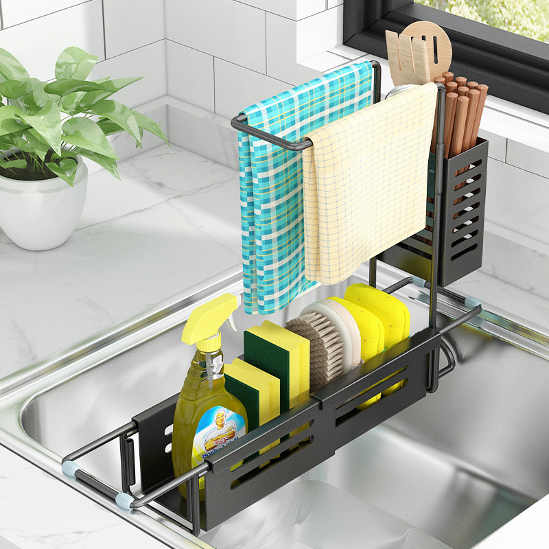 抹布架可伸缩不锈钢厨