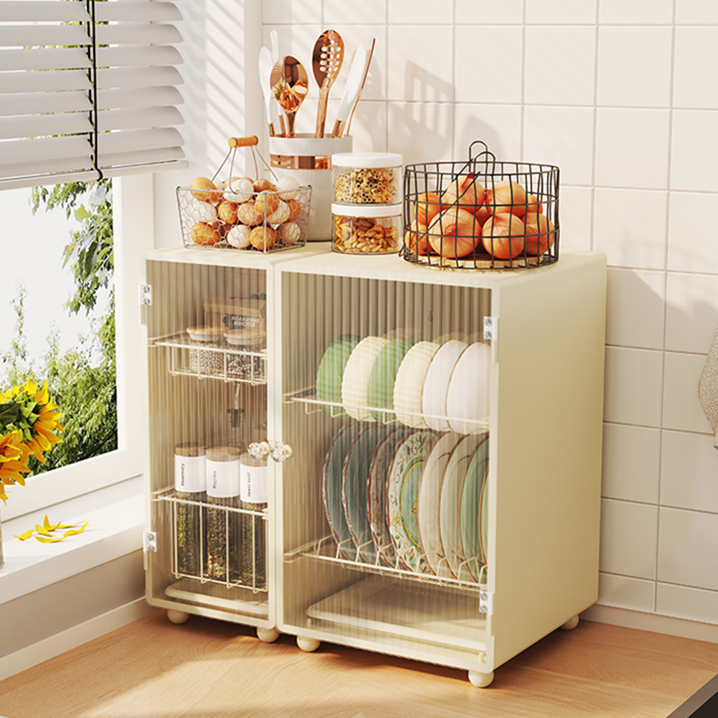 碗柜厨房置物架双层碗碟收纳架