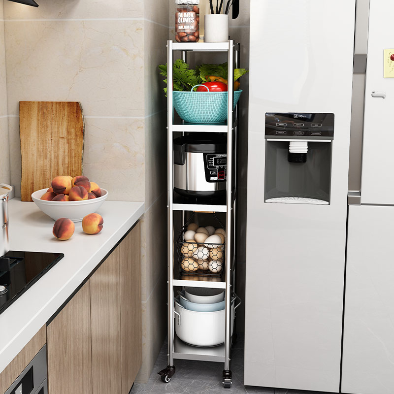 不锈钢夹缝落地多层超窄置物架