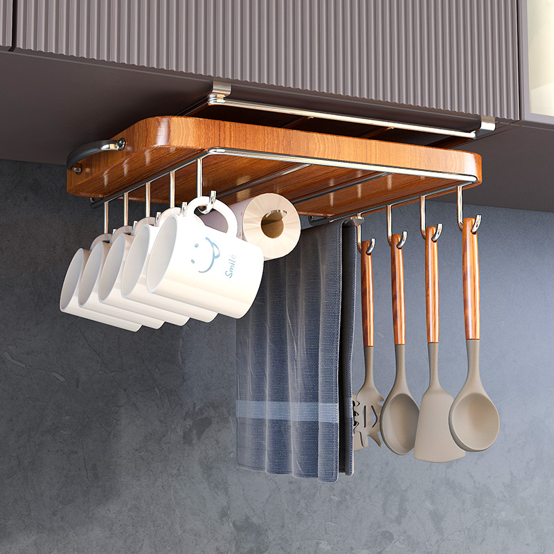 厨伴不锈钢免打孔厨房橱柜下挂架