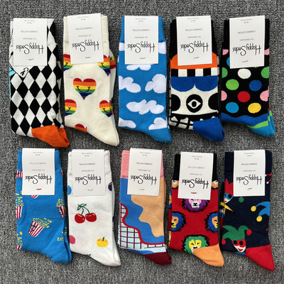 happysocks袜子女士纯棉中筒潮袜