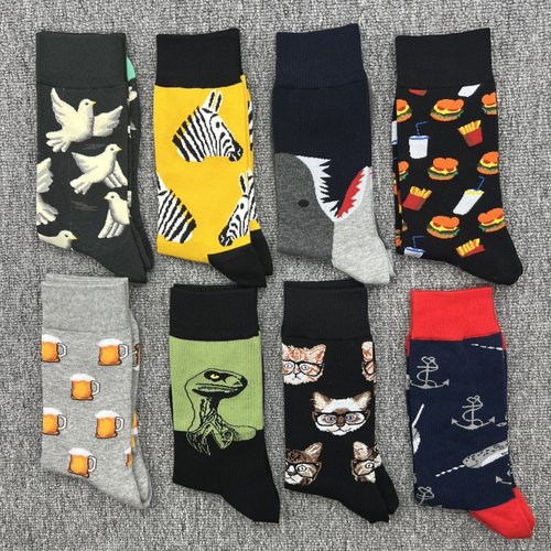 happysocks男士大码多巴胺中筒袜