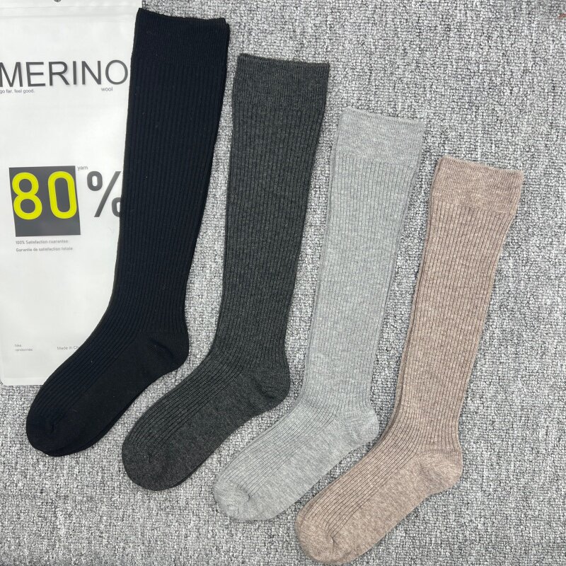 80%美利奴袜子秋冬女保暖及膝袜