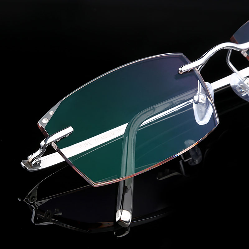 杰邦纯钛切边无框眼镜男 八8孔无螺丝设计超轻眼镜框成品近视眼镜