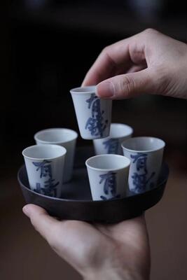 青花手绘茶具个人杯