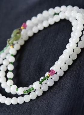 毕业级羊脂玉新疆籽料佛珠