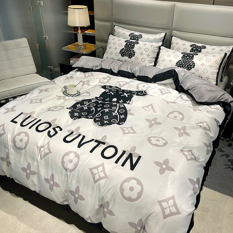 夏季冰丝四件套夏天水洗真丝被套丝滑裸睡床单被罩三件套床上用品